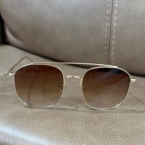 Free People Georgiana Aviator Gold Square Sunglasses